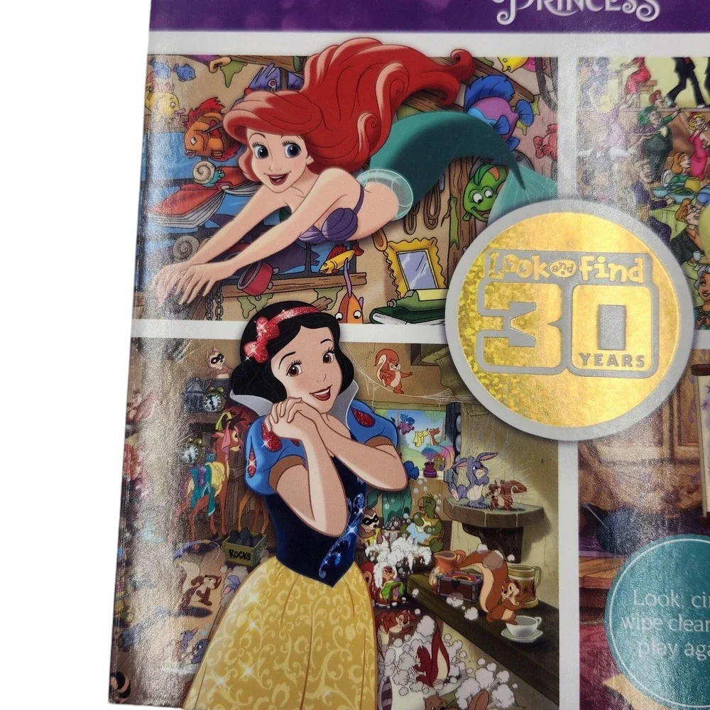 Disney Princess Write-and-Erase Look &‎ Find Wipe Clean Learning Board 20 Pages - Picture 4 of 14